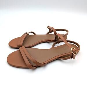 Nordstrom Rack Paros Strappy Flat Sandal Women's Tan/Brown Size US6M EU36